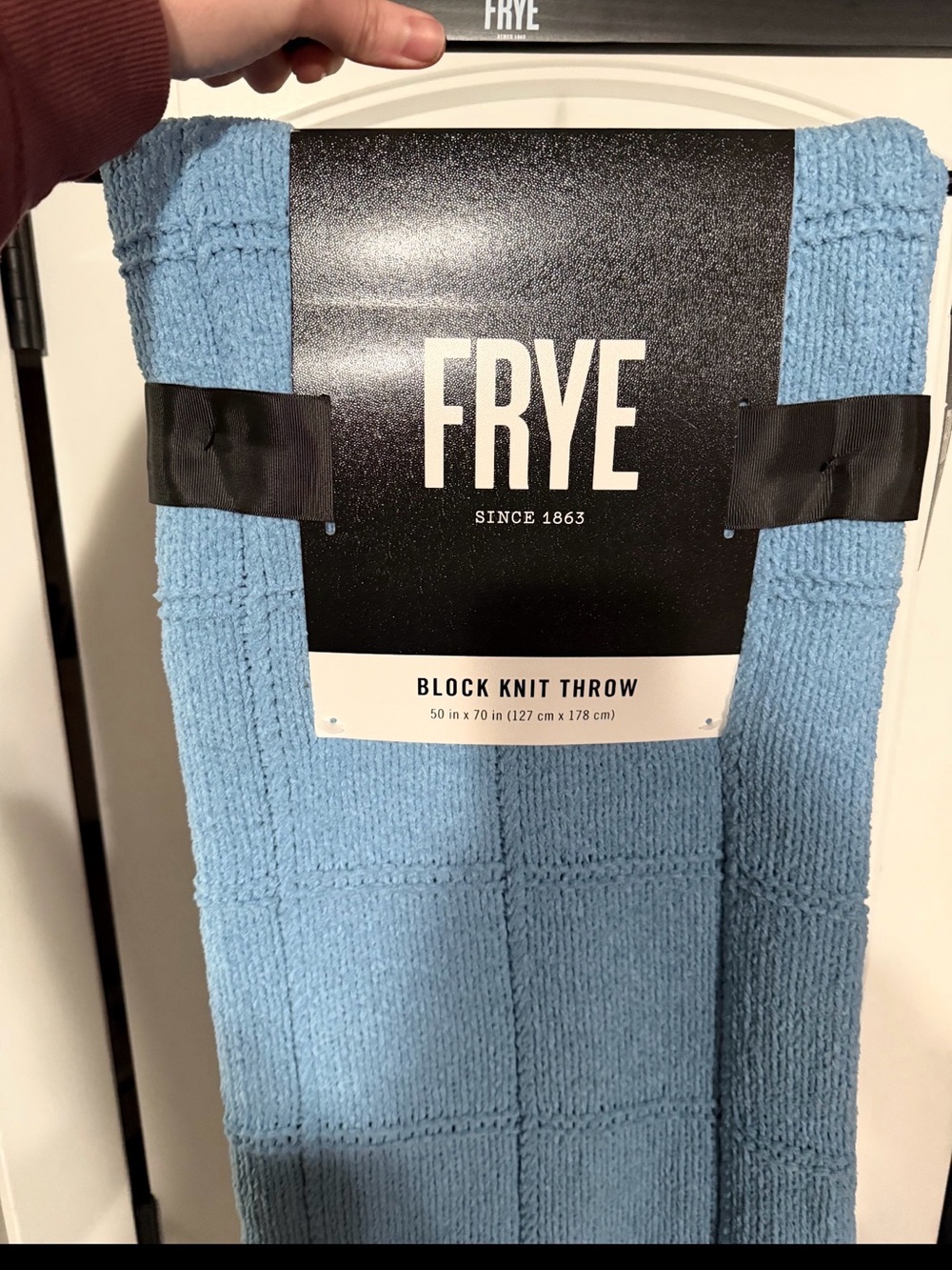 NWT Frye Blue Block Knit Throw